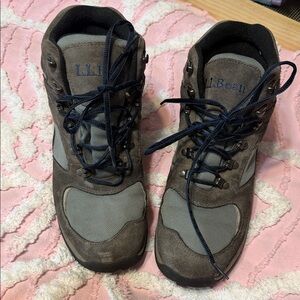 L.L. Bean Gray and Navy Suede Mesh Hiking Boots